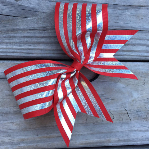 Hologram Silver Stripes on Ribbon Bow