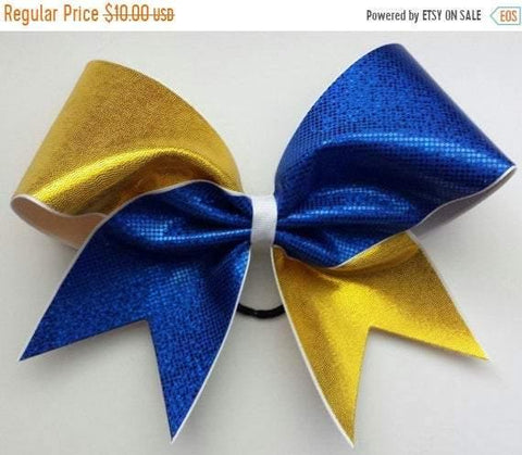 Royal Blue and Gold Cheer Bow