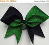 Hazel Cheer Bow in Grass and Black Glitter