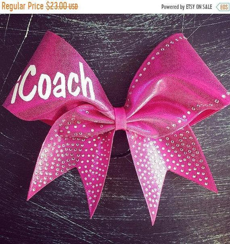iCoach Pink Cheer Bow with Rhinestones