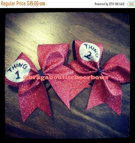 Glitter Thing 1,2,3,4 Cheer Bow