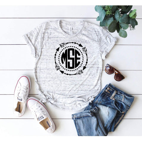 Custom Circle Monogram Arrow Frame T-shirt