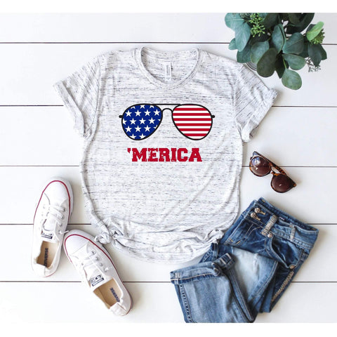 Merica Sunglasses Distressed T-Shirt