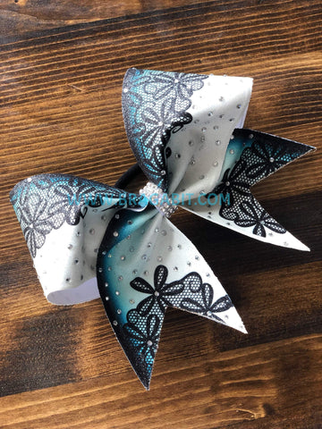 Lace 2A Rhinestone Cheer Bow