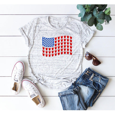 Beer Pong USA Flag Wave T-shirt