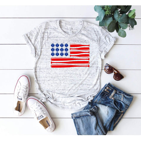 Baseball Usa Flag T-shirt