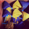 Adel Cheer Bow in Royal Blue and Gold Glitter