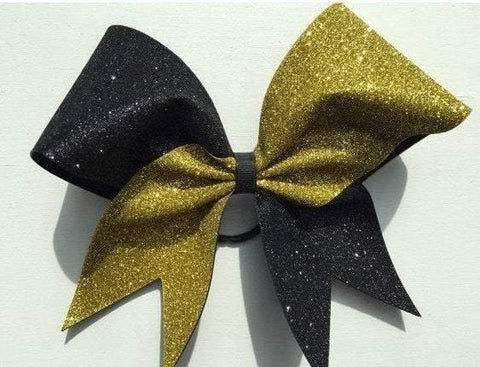Hazel Cheer Bow in Black and Gold Glitter