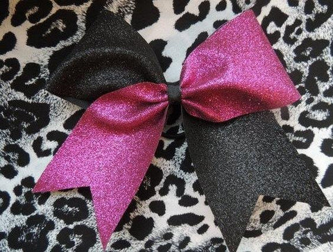 Hazel Cheer Bow in Pink and Black Glitter