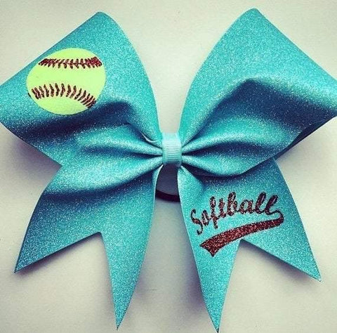 Glitter Softball Bow