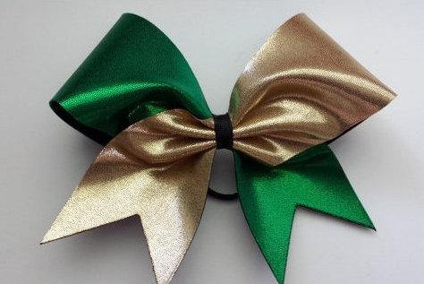 Hunter Cheer Bow in Kelly Green and Gold