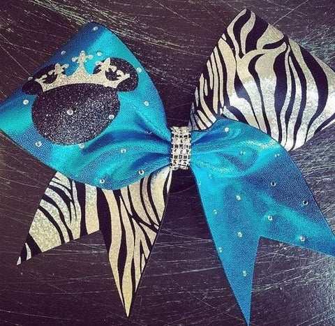 Zebra Cheer Bow with Rhinestones and Glitter