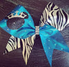 Zebra Cheer Bow with Rhinestones and Glitter