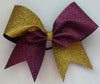 Hazel Cheer Bow in Gold and Burgundy Glitter