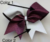 Hazel Cheer Bow in Burgundy and White Glitter