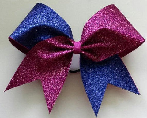 Adel Cheer Bow in Royal Blue and Pink Glitter