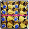 Adelina Gold Glitter Cheer Bow with Royal Blue Paw
