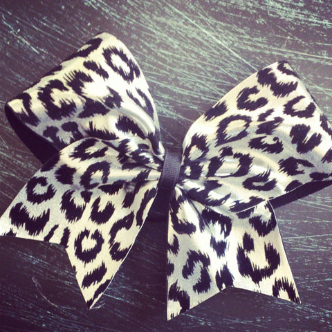 Silver and Black Cheetah Cheer Bow