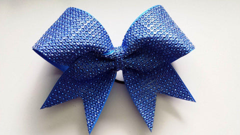 Blue Rhinestones Cheer Bow