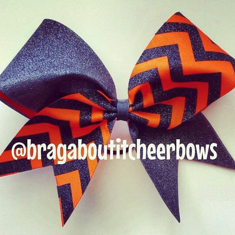 Ribbon and Glitter Chevron Cheer Bow