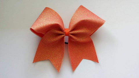 Adel Cheer Bow in Holo Orange  Glitter