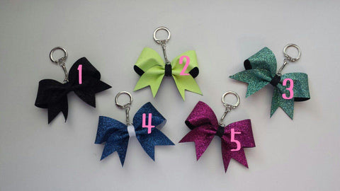 Glitter Keychain Bows. Cheer Bow Keychain.