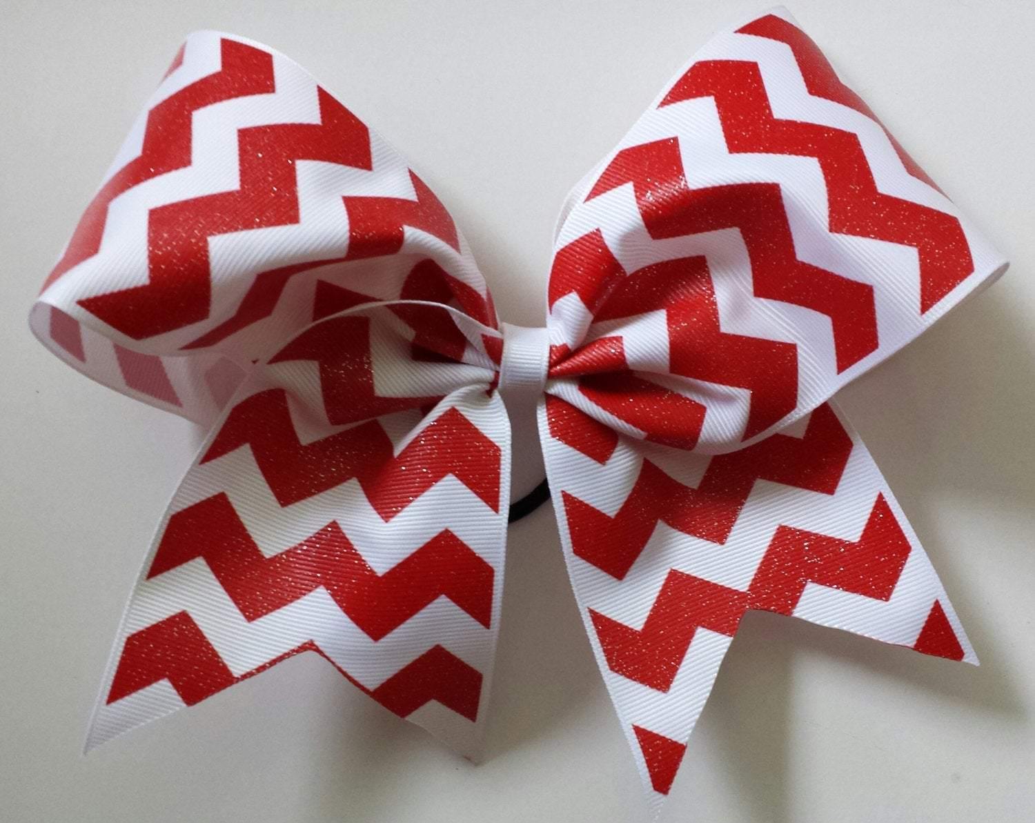 Red and White Chevron Ribbon Cheer Bow – BRAGABIT