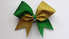 Hazel Cheer Bow in Grass and Gold Glitter
