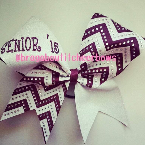 Senior Bow Style E in Maroon and White