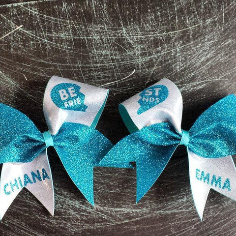 Best Friends Bows Style A in Aqua and Silver 