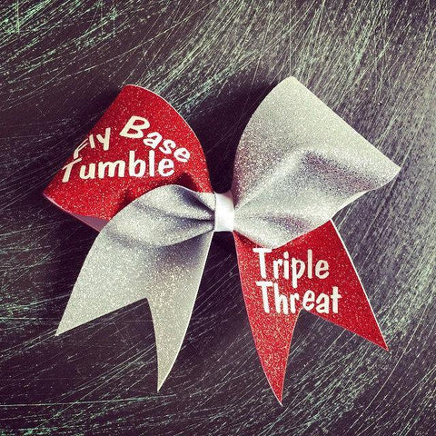 Fly, Base, Tumble. Triple Threat Glitter Cheer Bow