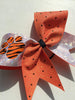 Holo Orange Glitter and White (silver) Fabric W/Paw and Black Rhinestones