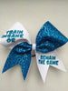 Train Insane or Remain the Same Cheer Bow with Glitter Letters and Sequin