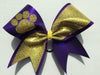 Purple and Gold Holographic Fabric Glitter Paw Cheer Bow
