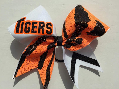 Orange Black and White "Tigers" Cheer Bow