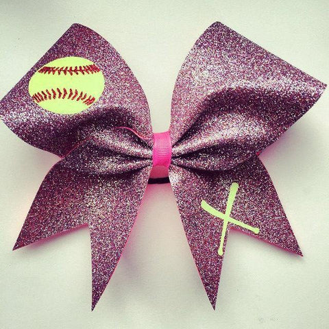 Glitter Softball Bow