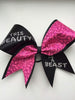 Turquoise This Beauty is a Beast Cheer Bow