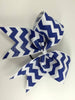 Royal Blue and White Chevron Ribbon Cheer Bow