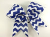 Royal Blue and White Chevron Ribbon Cheer Bow