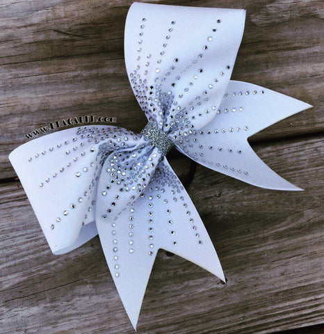 Amelia Rhinestone Cheer Bow in White