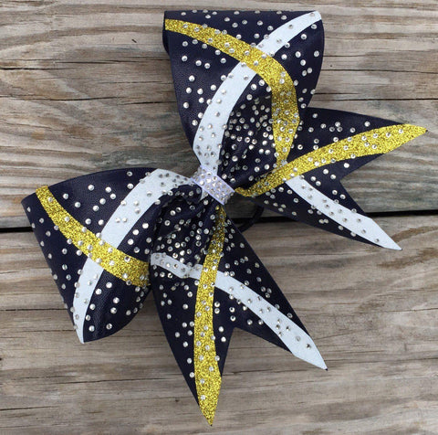 Brenda Cheer Bow in Black, Gold and White