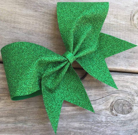 Adel Cheer Bow in Grass Glitter