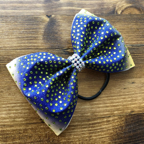 Ombre Vegas Gold to Navy with Rhinestones Tailless Bow