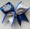 Blue and Silver Cheer Bow with Glitter Paw - BRAGABIT