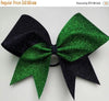 Hazel Cheer Bow in Grass and Black Glitter 