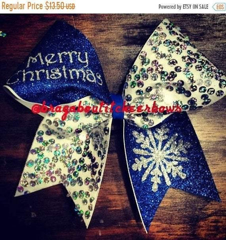Royal Blue Christmas Snowflake Cheer Bow