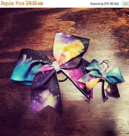 Galaxy Cheer Bow and Key chain