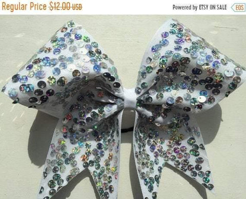Silver Sequins Cheer Bow