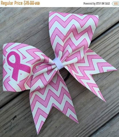 Glitter Chevron Pink Breast Cancer Awareness Bow