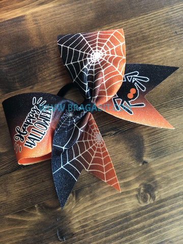 Happy Halloween Spider Web Bow